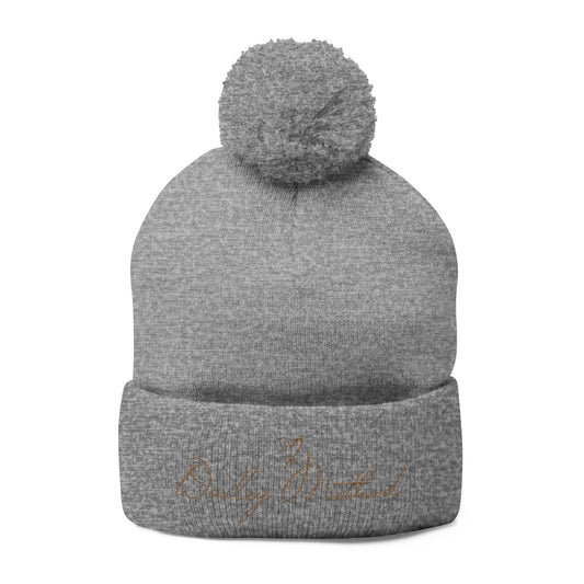 Embroidered Pom-Pom Dailey Method Knit Hat