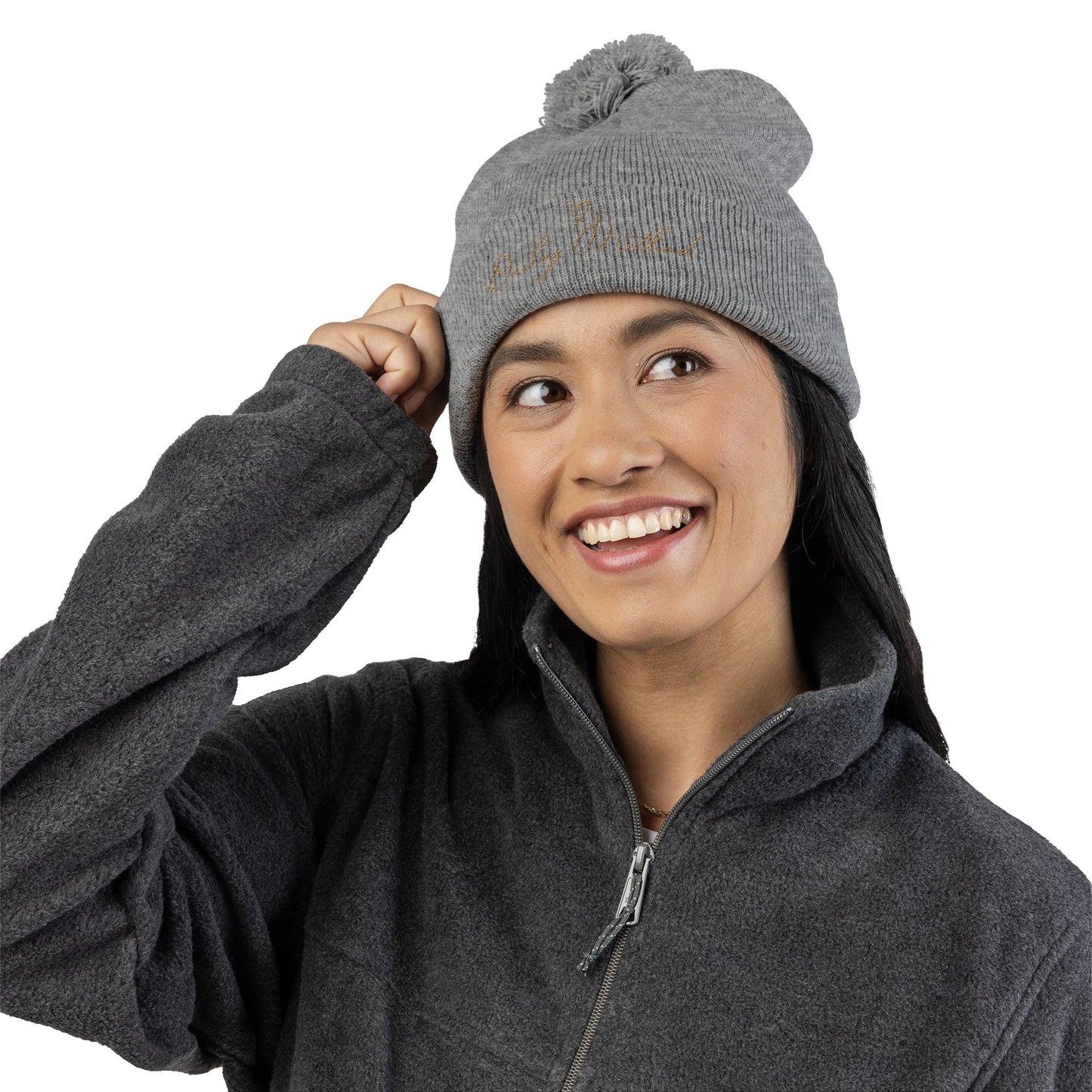 Embroidered Pom-Pom Dailey Method Knit Hat
