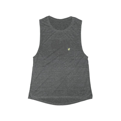 Women's Flowy Scoop Muscle Tank - In Black and Dark Gray Heather
