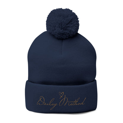 Embroidered Pom-Pom Dailey Method Knit Hat