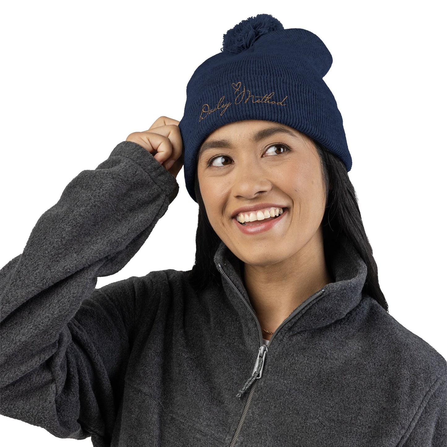 Embroidered Pom-Pom Dailey Method Knit Hat